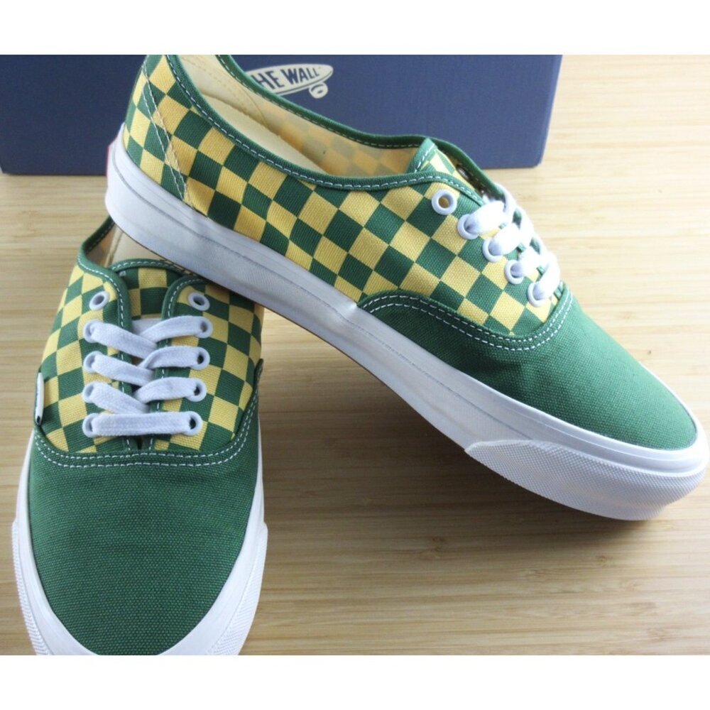 Vans Men's Lx Authentic 44 Checkerboard Fairway Green Yellow shoes Sizes NIB - Picture 4 of 7